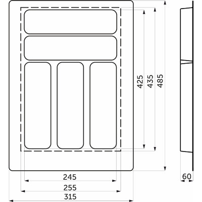 Лоток для столовых приборов 400 BASIC 315*485, белый AKS 113747