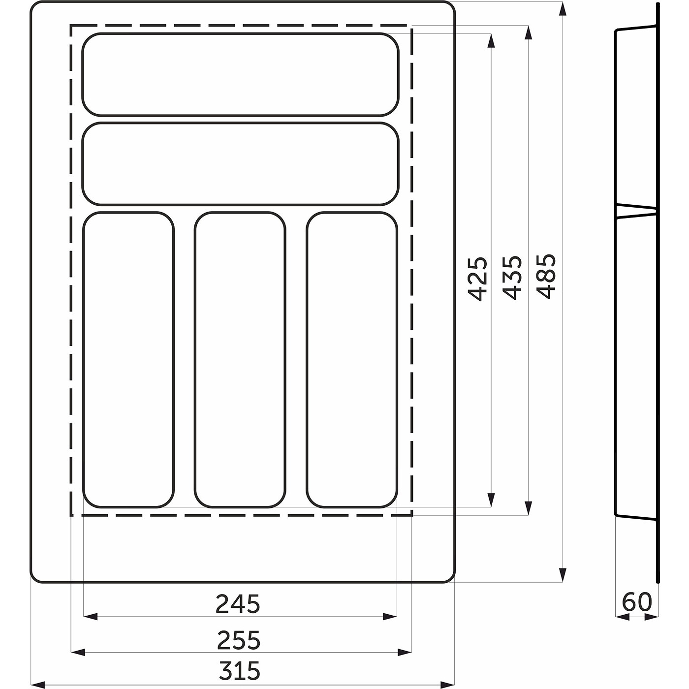 Лоток для столовых приборов 400 BASIC 315*485, белый AKS 113747
