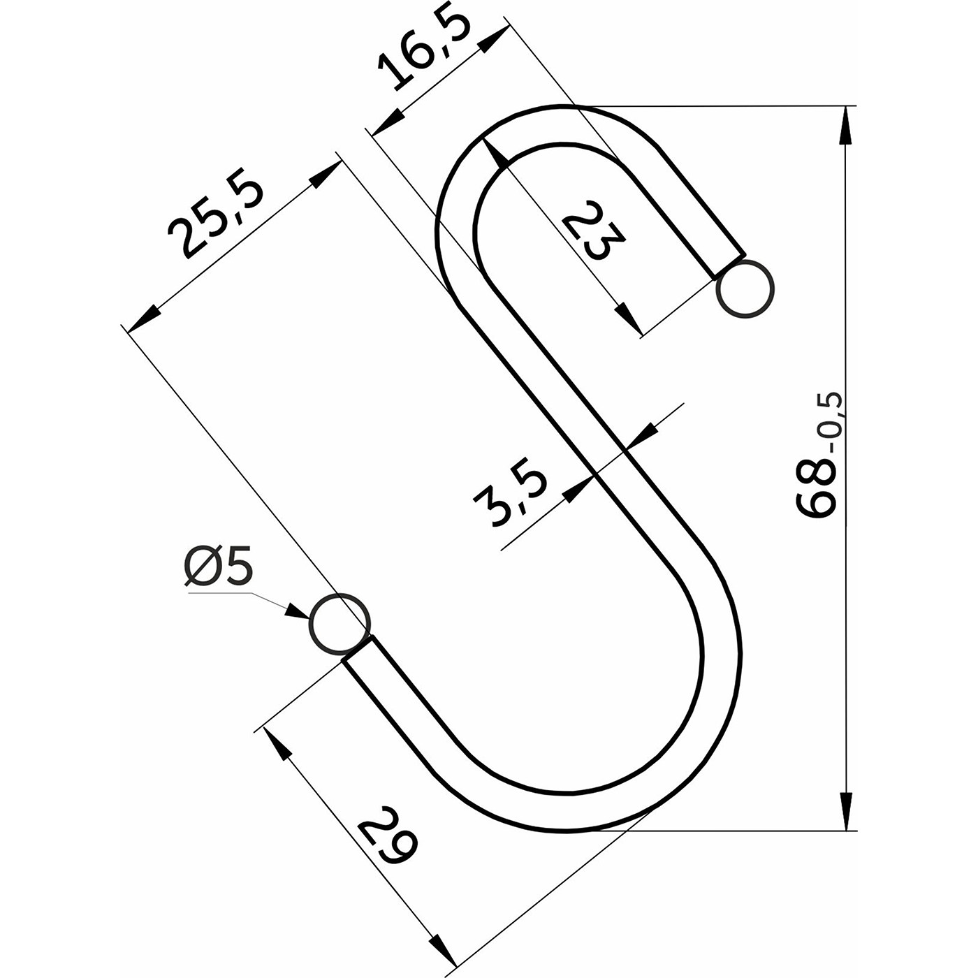 Крючок на релинг черный, ретро AKS 62742