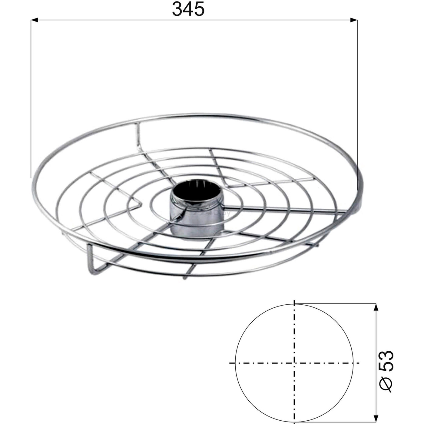 Корзина центральная d350 на трубу d50мм, хром AKS  12106