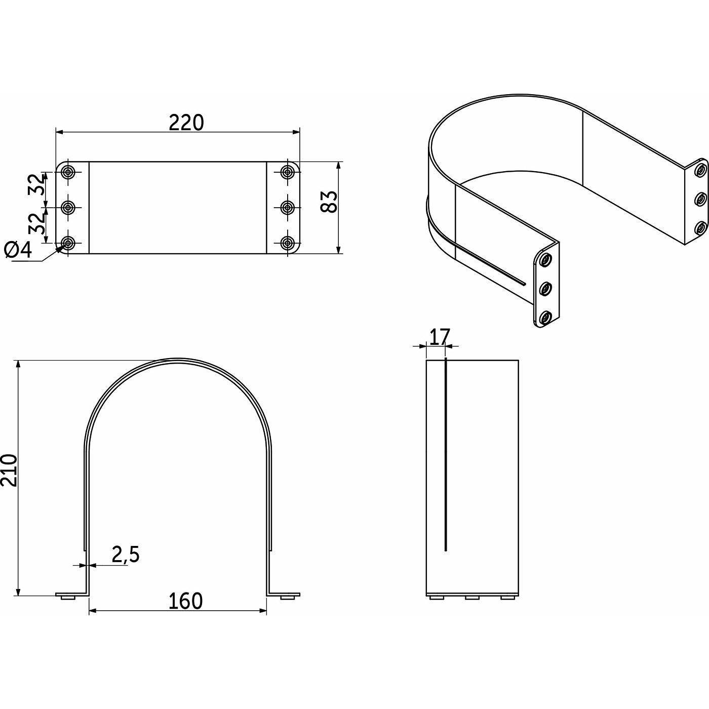 Обвод для сифона, белый, пластик AKS 73311