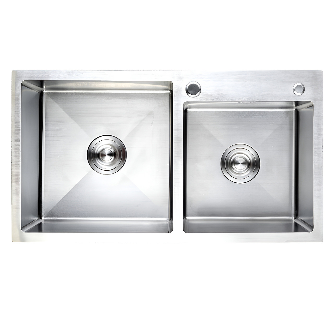 Мойка двойная 3,2 мм 780*430 мм Сатин никель (полный комплект) AKS 93980