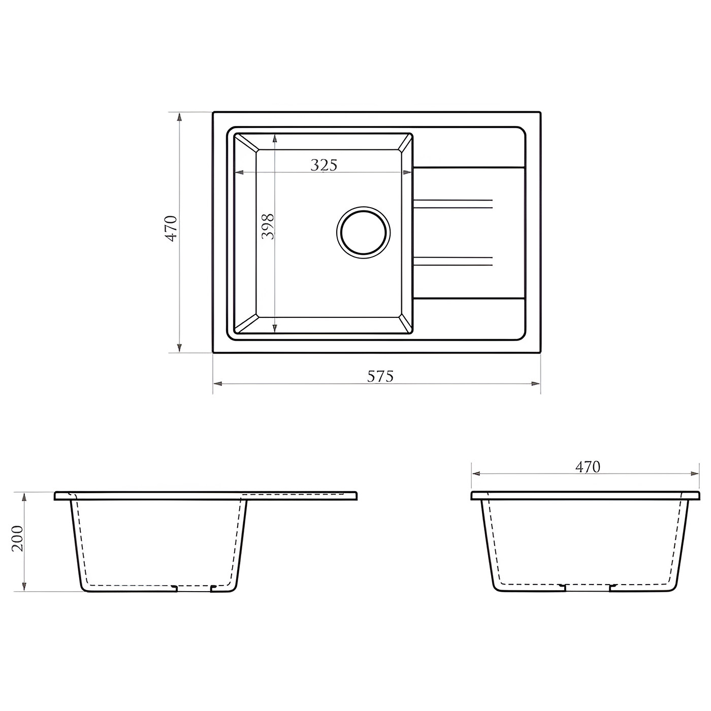 Мойка из искуственного камня BR-5850 (черный) AKS 87007