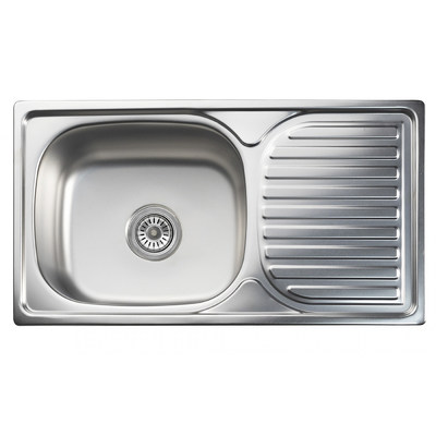 Мойка прямоугольная 0,8 мм 760*420 Матовый хром (полн. комплект )AKS 62711