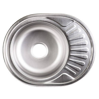 Мойка овальная 0,8мм 570*450мм, матовый хром+сифон, универсальная AKS 62708