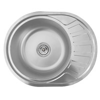 Мойка овальная 0,8мм 570*450мм, матовый хром+сифон, универсальная AKS 62708