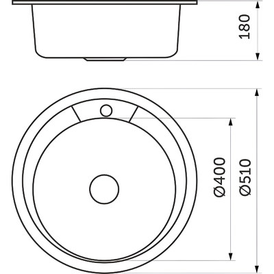 Мойка н/сталь круглая одночашевая d510 мм 0,8 мм декорированный хром AKS 10990