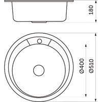 Мойка н/сталь круглая одночашевая d510 мм 0,8 мм декорированный хром AKS 10990
