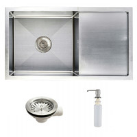 Мойка н/сталь, прямоуг. одноч., 780*440мм, мат сатин, мойка слева, с крылом (3,2мм) AKS 106644