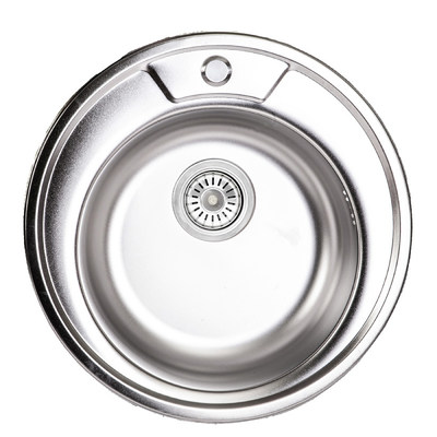 Мойка н/сталь, кругл. одночаш, d495мм, мат. хром, врезн AKS (0,8мм) 44749