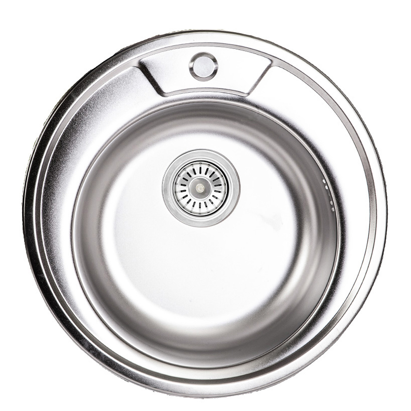 Мойка н/сталь, кругл. одночаш, d495мм, мат. хром, врезн AKS (0,8мм) 44749