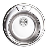Мойка н/сталь, кругл. одночаш, d495мм, мат. хром, врезн AKS (0,8мм) 44749