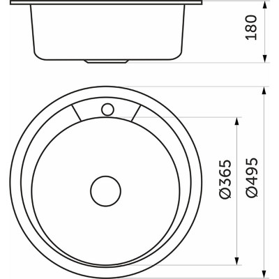 Мойка н/сталь, кругл. одночаш, d495мм, мат. хром, врезн AKS (0,8мм) 44749