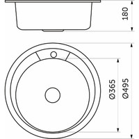 Мойка н/сталь, кругл. одночаш, d495мм, мат. хром, врезн AKS (0,8мм) 44749