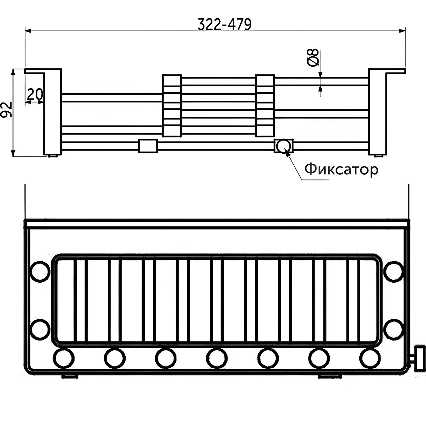 Коландер для мойки раздвижной, нержавеющая сталь, 290-475*227мм, черный, AKS 106705