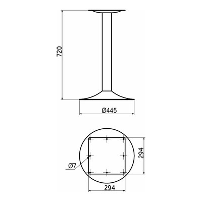 Подстолье TERRA h720 d445, хром AKS 74018