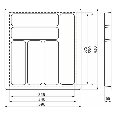 Лоток для столовых приборов 450 BASIC 390*430, серый AKS 113715