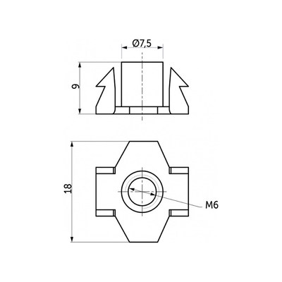Гайка усовая М 6*18 DIN1624 (1000 шт) оц.