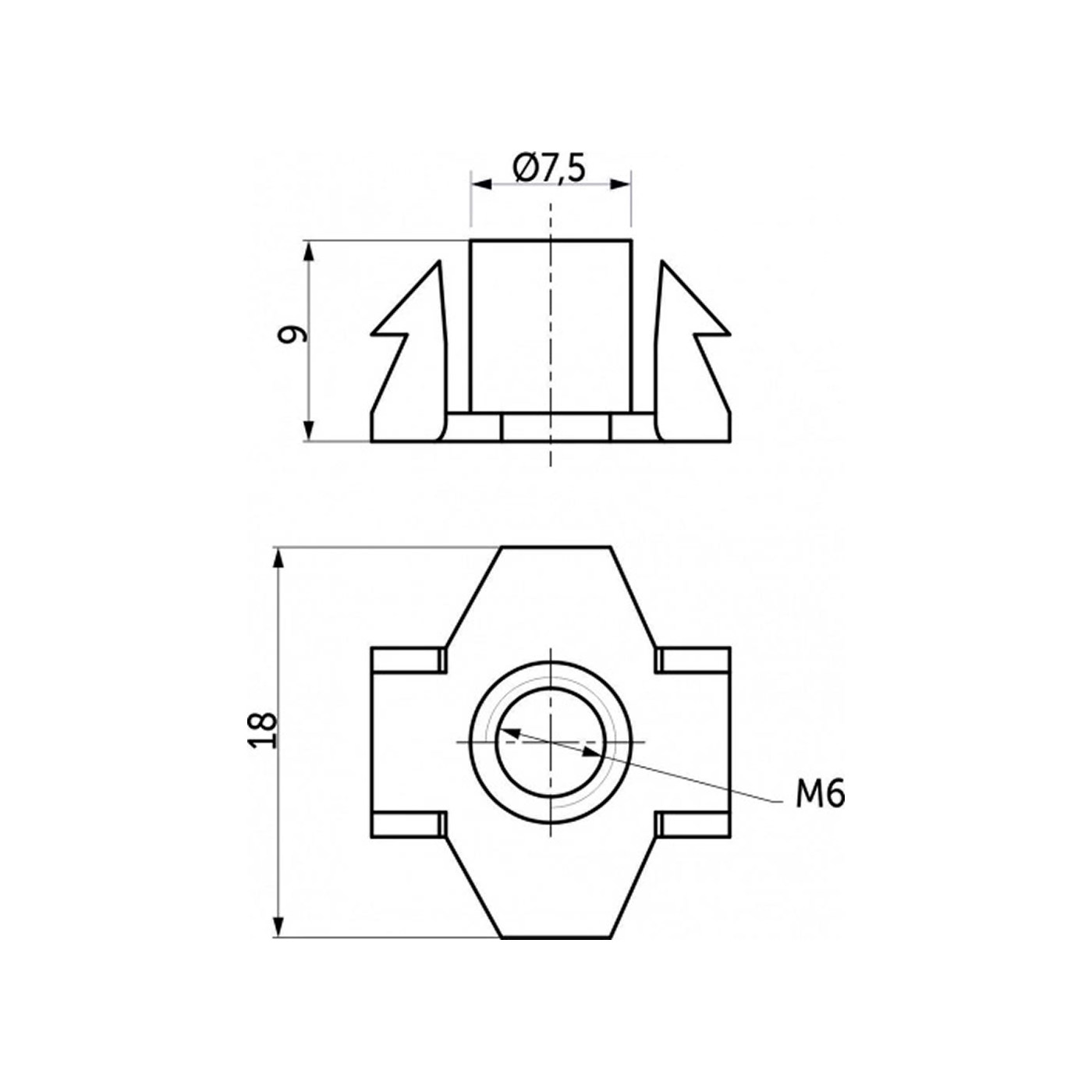 Гайка усовая М 6*18 DIN1624 (1000 шт) оц.