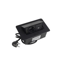 Выдвижной удлинитель NOVA 4, 1 розетка, 2xUSB-A, черный AKS 109636