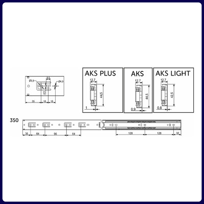 Направляющая шариковая h45 L-350 (аналог 22997) AKS А 22014