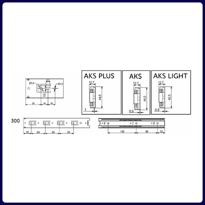 Направляющая шариковая h45 L-300 (аналог 22996) AKS А 22295 (альтернатива 114822)
