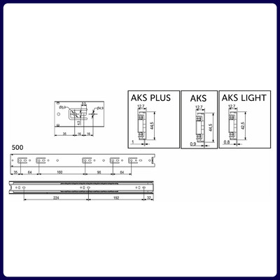 Направляющая шариковая h45 L-500 (аналог 23001) AKS А 22012 (стар.арт. 100515)