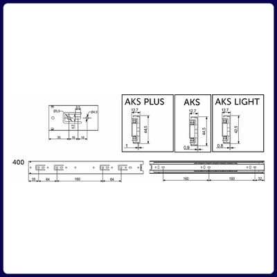 Направляющая шариковая h45 L-400 (аналог 22999) AKS А 22010