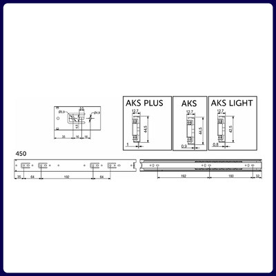 Направляющая шариковая h45 L-450 (аналог 23000) AKS А 22011