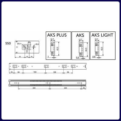 Направляющая шариковая h45 L-550 (аналог 23002) AKS А 22013