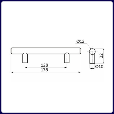 Ручка-рейлинг d12мм 128/178, хром матовый AKS 79080