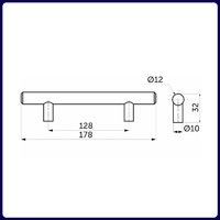 Ручка-рейлинг d12мм 128/178, хром матовый AKS 79080