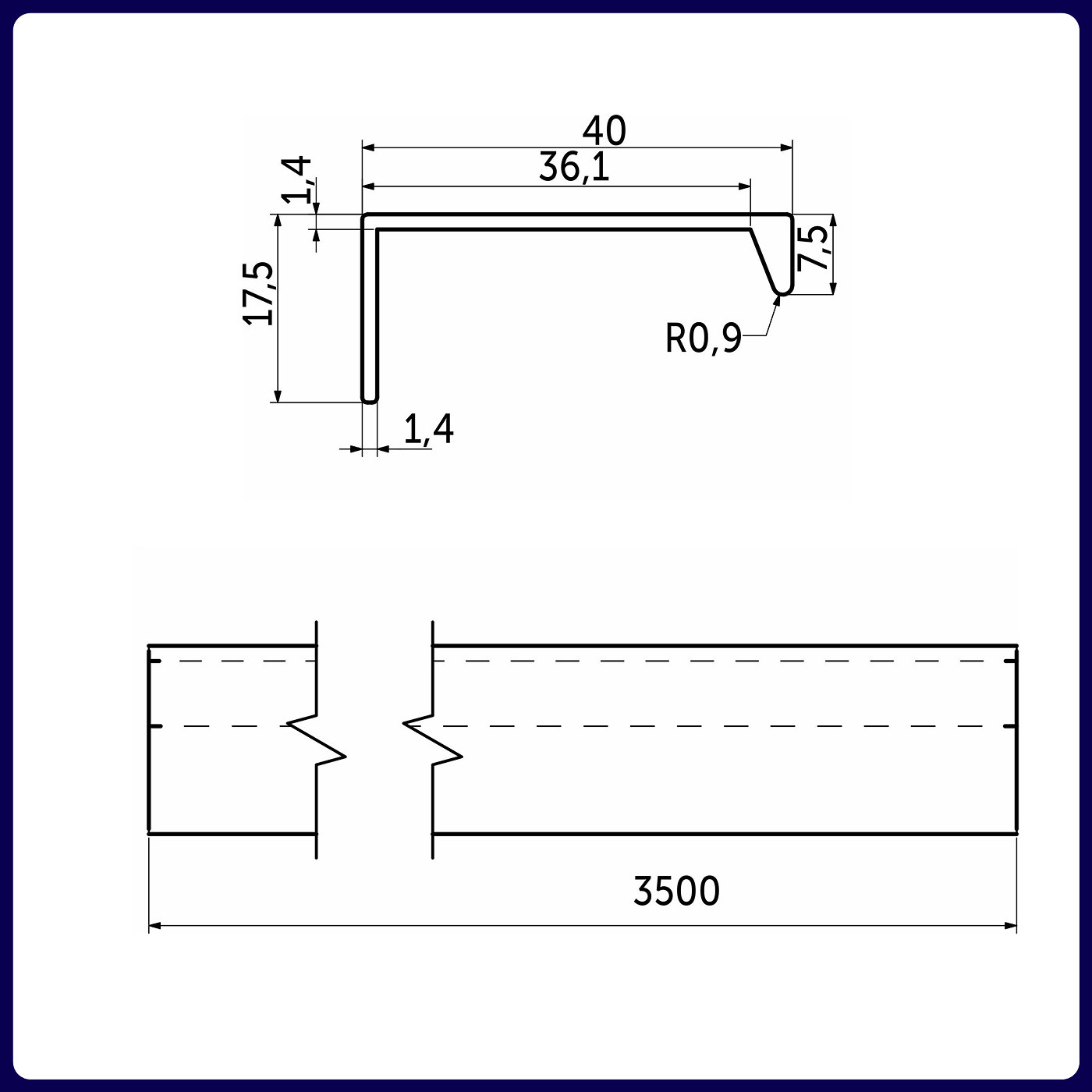 Ручка-профиль INSIDE 3,5м черный AKS 79285