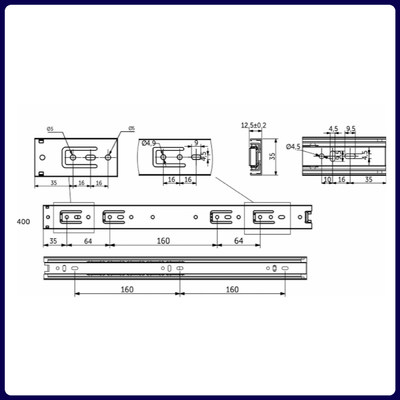 Направляющая шариковая h35 L-400 GRIDLI A 106050 (аналог 44740)