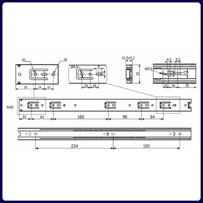 Направляющая шариковая h35 L-500 GRIDLI А 106054 (старый код  46047)