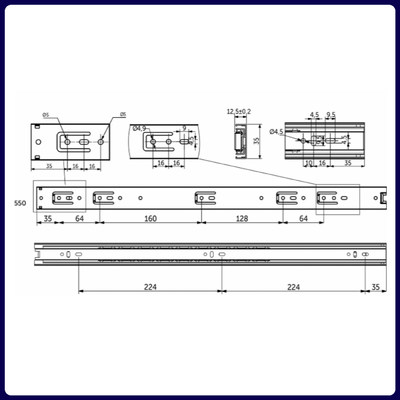 Направляющая шариковая h35 L-550 GRIDLI А 111317  (старый код 66361)