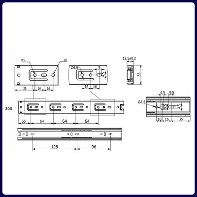Направляющая шариковая h35 L-300 GRIDLI А 106041 (старый код 19184/44739)