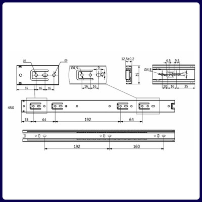 Направляющая шариковая h35 L-450 GRIDLI A 106052
