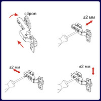 Петля вкладная 07 H3 с 3D-регулировкой, с доводчиком, с накладками, clipon AKS PLUS 91835
