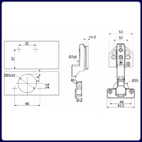 Петля вкладная 07 H3 с 3D-регулировкой, с доводчиком, с накладками, clipon AKS PLUS 91835