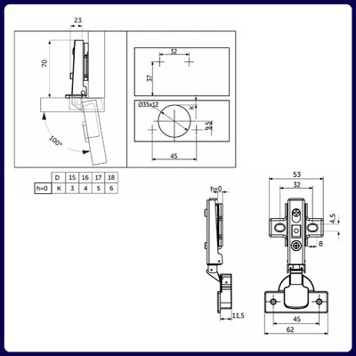 Петля накладная 09 без пружины h0 clip-on AKS  56103