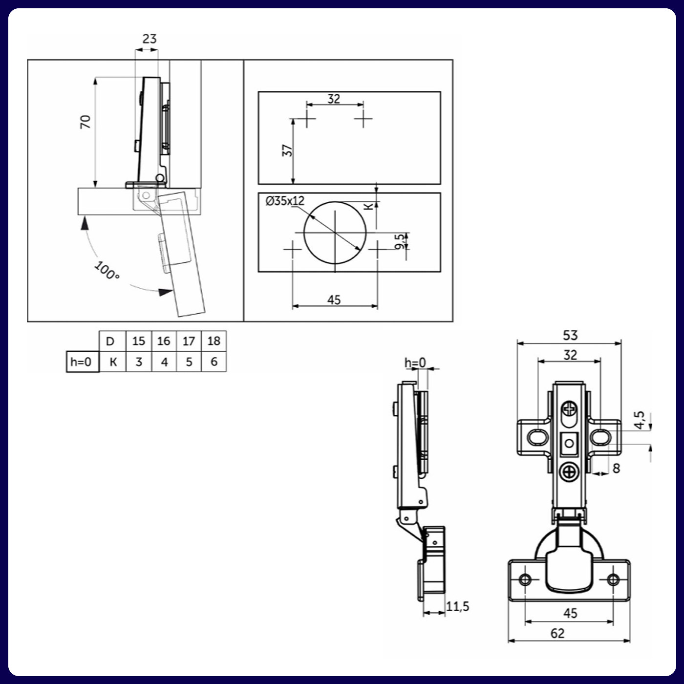 Петля накладная 09 без пружины h0 clip-on AKS  56103