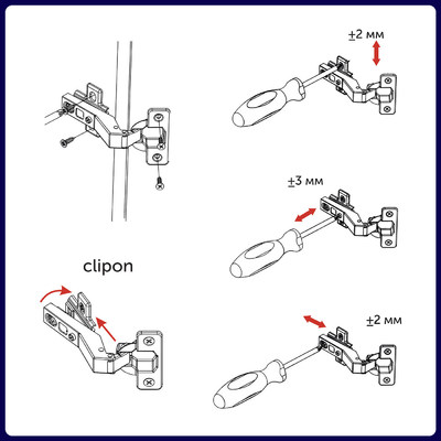 Петля угловая 45°с доводчиком +clipon, AKS  26841