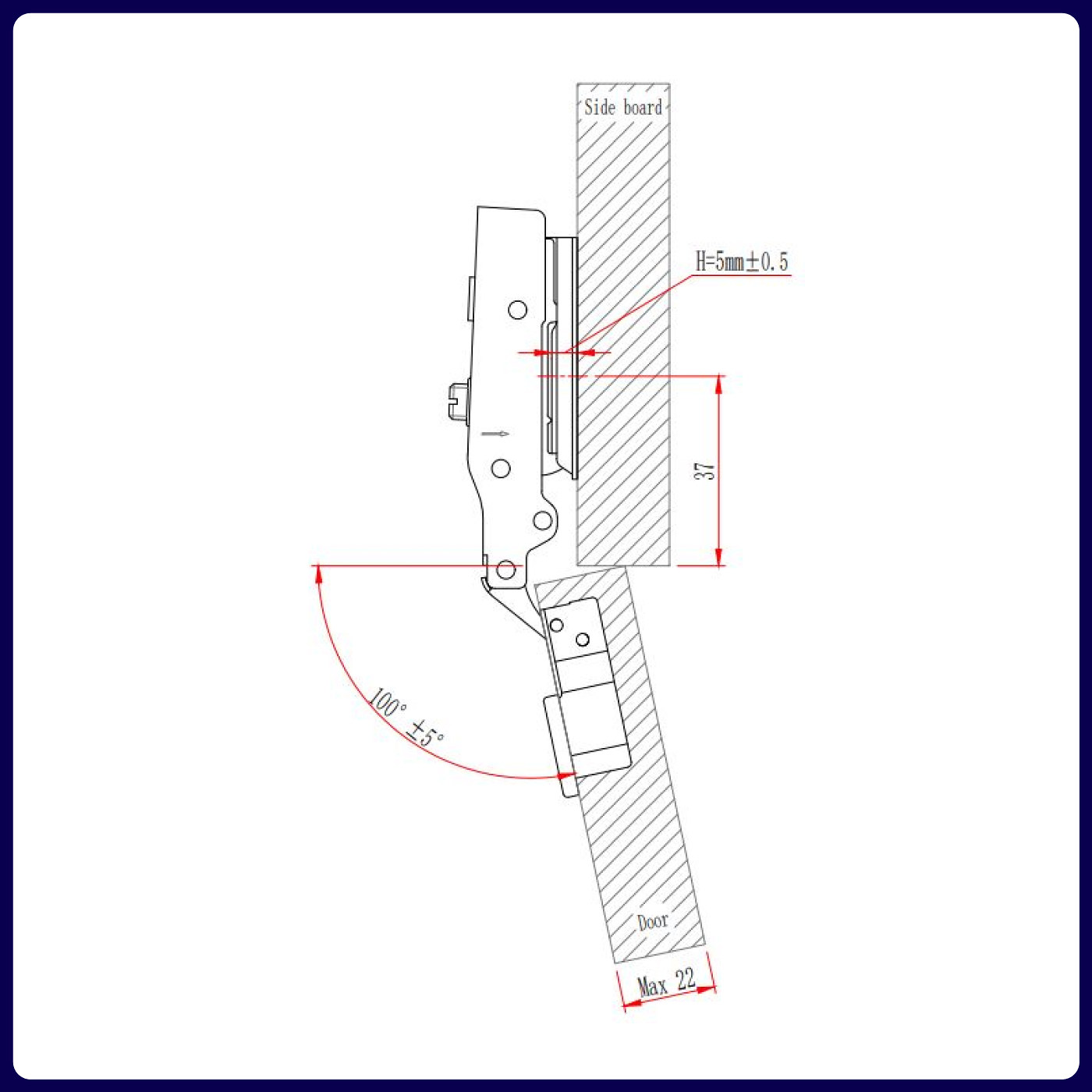 Петля с амортизатором EVA Advance soft 2way, накладная, clip on, 90/105*, 48мм (уп200 шт) 00-00003981