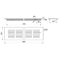 Решетка вентиляционная 480х60мм темно-коричневая алюминий AKS 115996