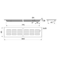 Решетка вентиляционная 800*60, серебро алюминий AKS 115974