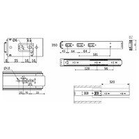 Направляющая шариковая h45 Push-to-open L-350 AKS PLUS 39197 (нов.код 114789)
