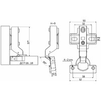 Петля внутренняя мини с доводчиком 38мм h0 clip-on AKS 75359