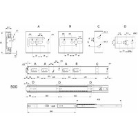 Направляющая шариковая h45 Push-to-open L-500, AKS PRIME 115629