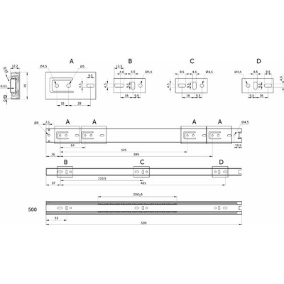 Направляющая шариковая h35 L-500 GRIDLI B 112465